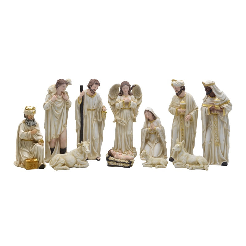 Nacimiento blanco hueso de poliresina de 12 pulgadas, set de 11 piezas
