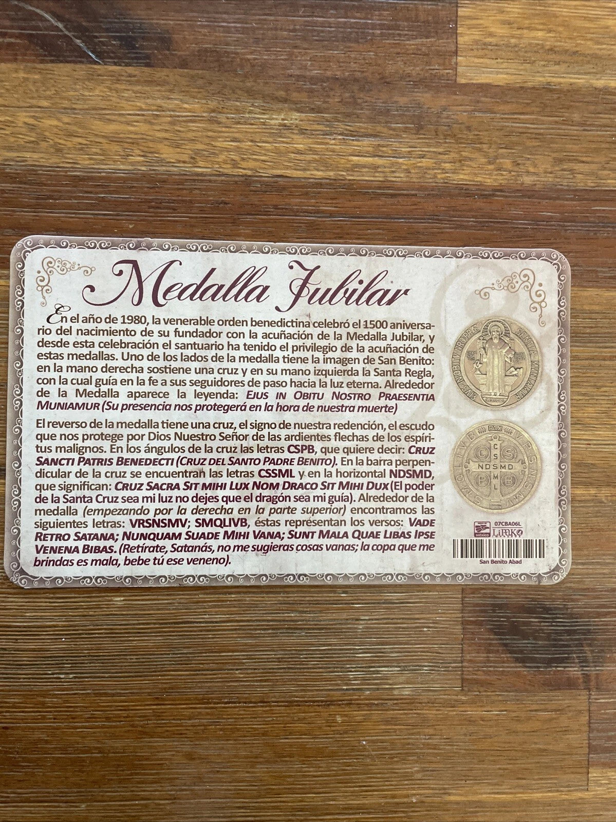 CEDULA DE SAN BENITO. Medalla Jubilar