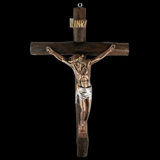 A.- CRUZ TRONCO. CRISTO BRONZE BLANCO 28 PULGADAS