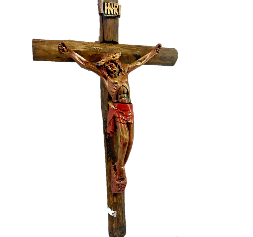 Cruz Tronco Cristo Bronce Rojo 28 Pulgadas Resina