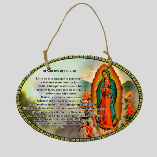 placa de pared Virgen de Guadalupe con Oración