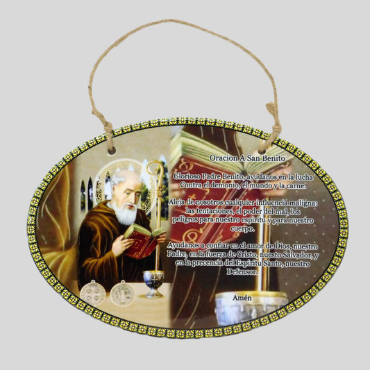 Placa de pared San Benito con Oración