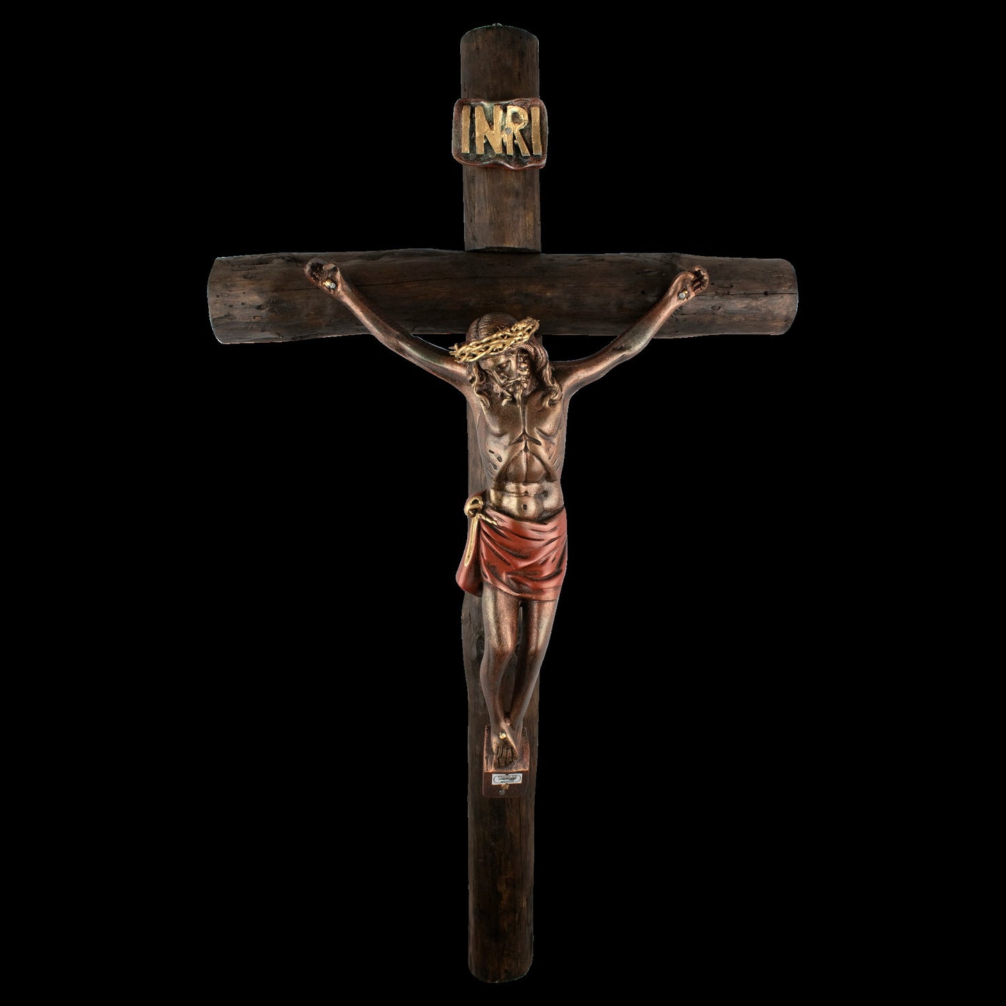 A.- CRUZ TRONCO. CRISTO BRONZE ROJO 28 PULGADAS