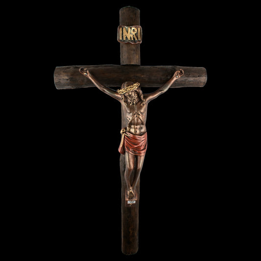 A.- CRUZ TRONCO. CRISTO BRONZE ROJO 28 PULGADAS