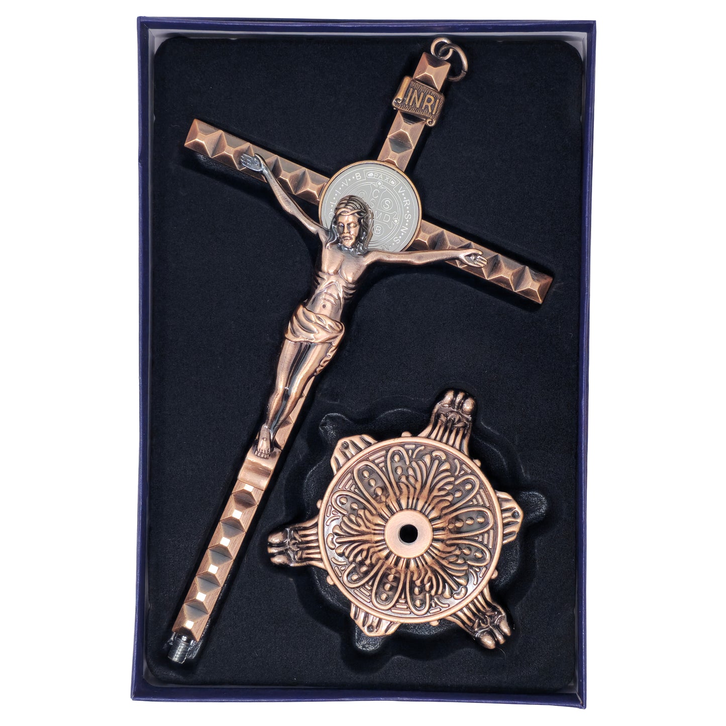 A11.-CRUZ SAN BENITO BASE BRONCE [11 PULGADAS]