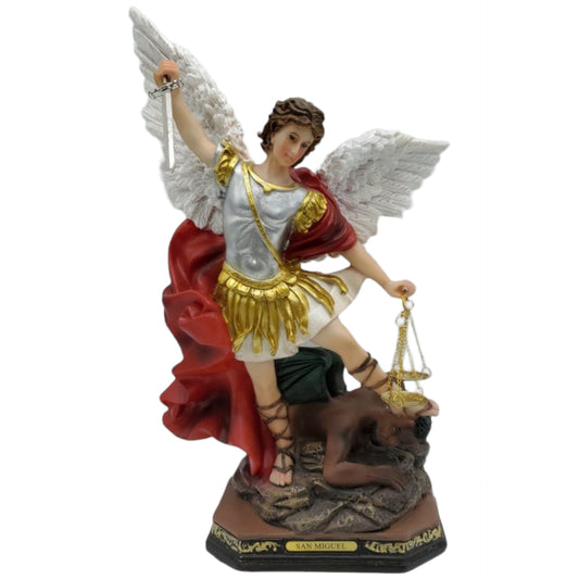 San Miguel Arcángel | Alas Blancas | Figura de Resina | 13 Pulgadas
