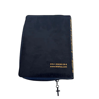 BIBLIA AZUL DE LUJO LATINOAMERICANA, LETRA GRANDE, POLIPIEL, CREMALLERA E INDICE