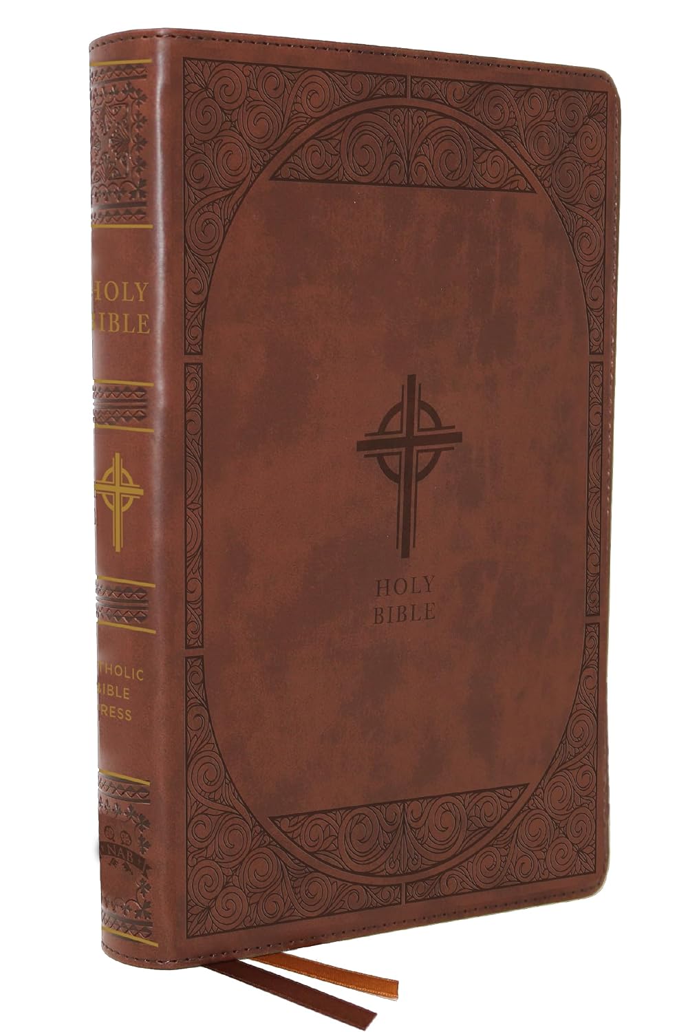 Biblia NABRE Edición Católica Letra Grande Tapa Cuero Marrón