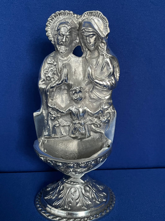 PILETA DE AGUA BENDITA CON LA SAGRADA FAMILIA