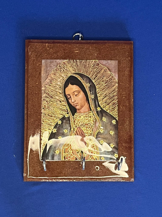 PORTA LLAVES VIRGEN GUADALUPE [ESTRELLAS] 7X5 PULGADAS