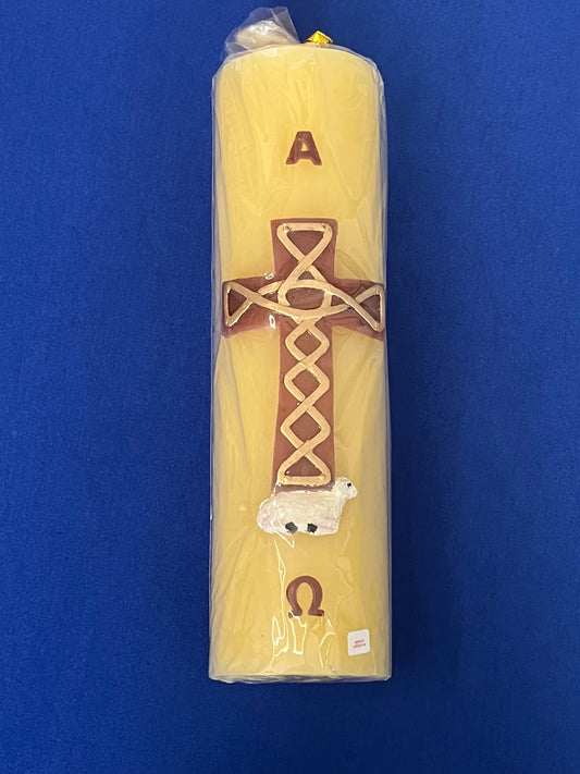 C.- CIRIO PASCUAL DECORADO CRUZ DE 7.4 X 26 CM / 2.1.1 LBS