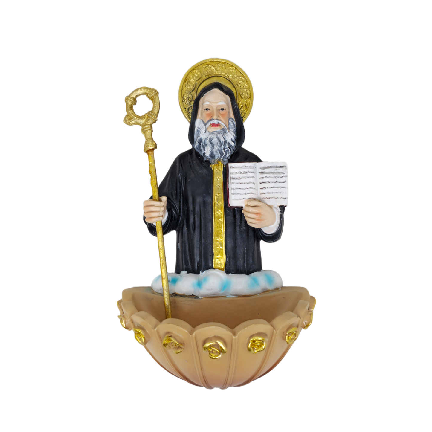 PILETA DE AGUA BENDITA CON SAN BENITO