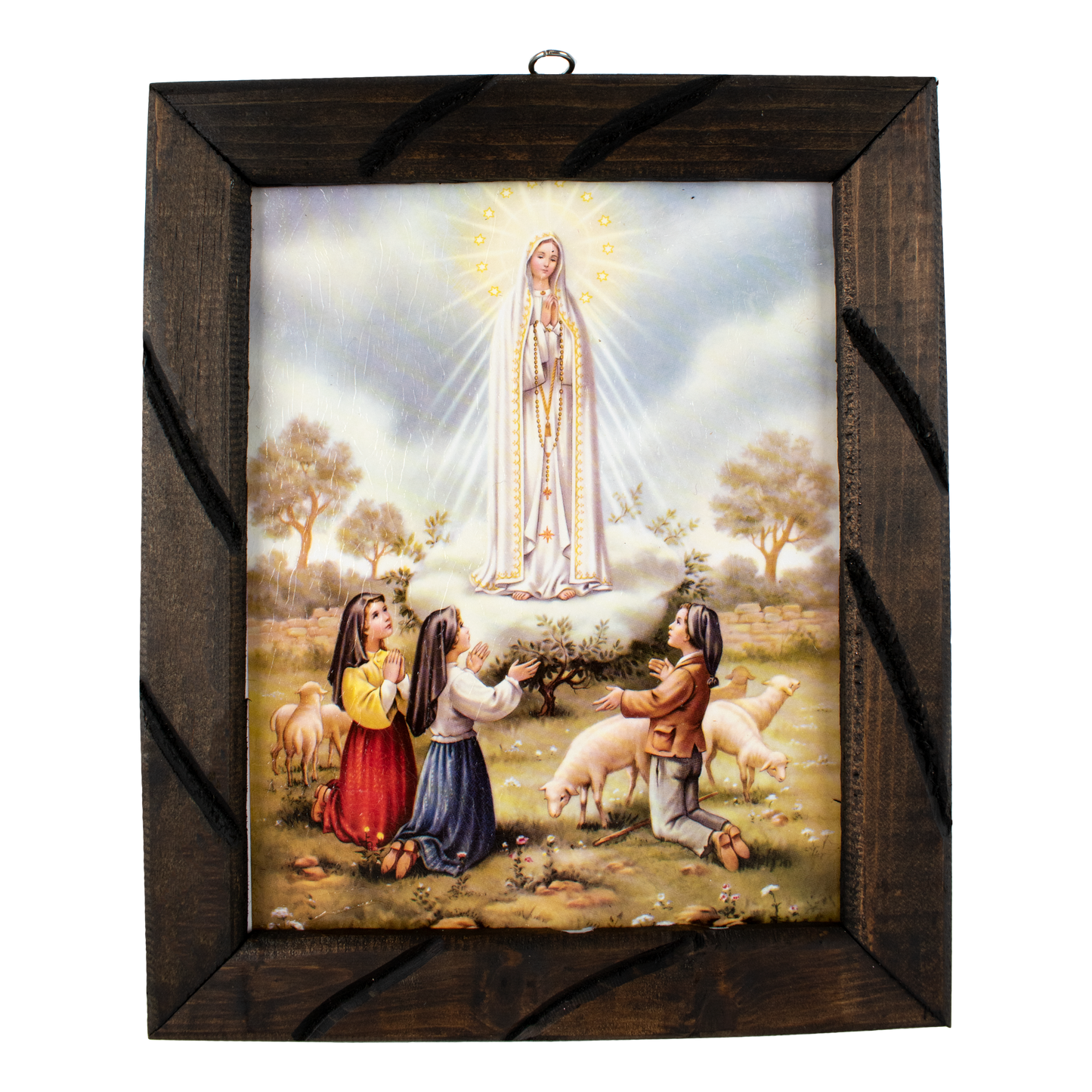 CR.- CUADRO RUSTICO CHICO NUESTRA SRA DE FATIMA 12X10 PULGADAS