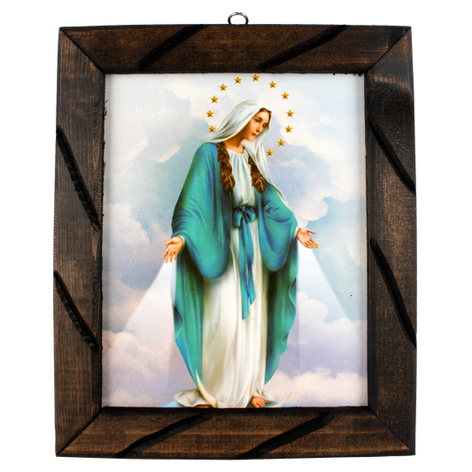 CR.- CUADRO RUSTICO VIRGEN MILAGROSA CHICO 12X10 PULGADAS