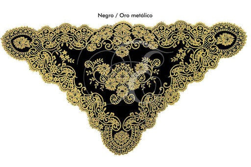 CHALINA ESPAÑOLA. Brillante Bi-color  Negro Oro Metalico