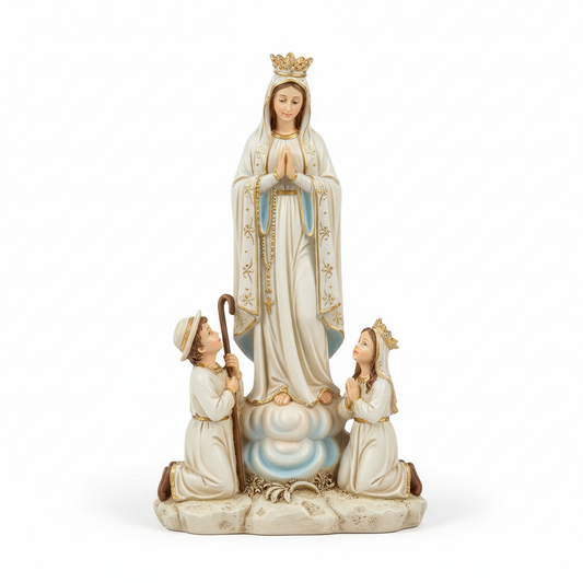 Virgen de Fátima Con Niños Resina 12 pulgadas