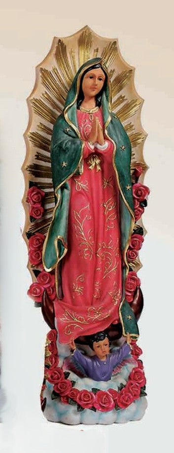 Nuestra Señora de Guadalupe de poliresina de 12 pulgadas