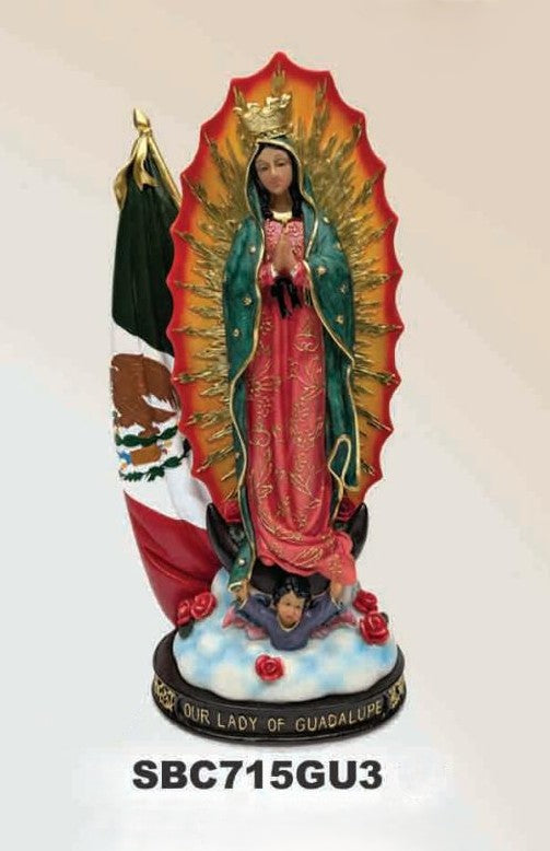 Nuestra Señora de Guadalupe de poliresina de 15 pulgadas